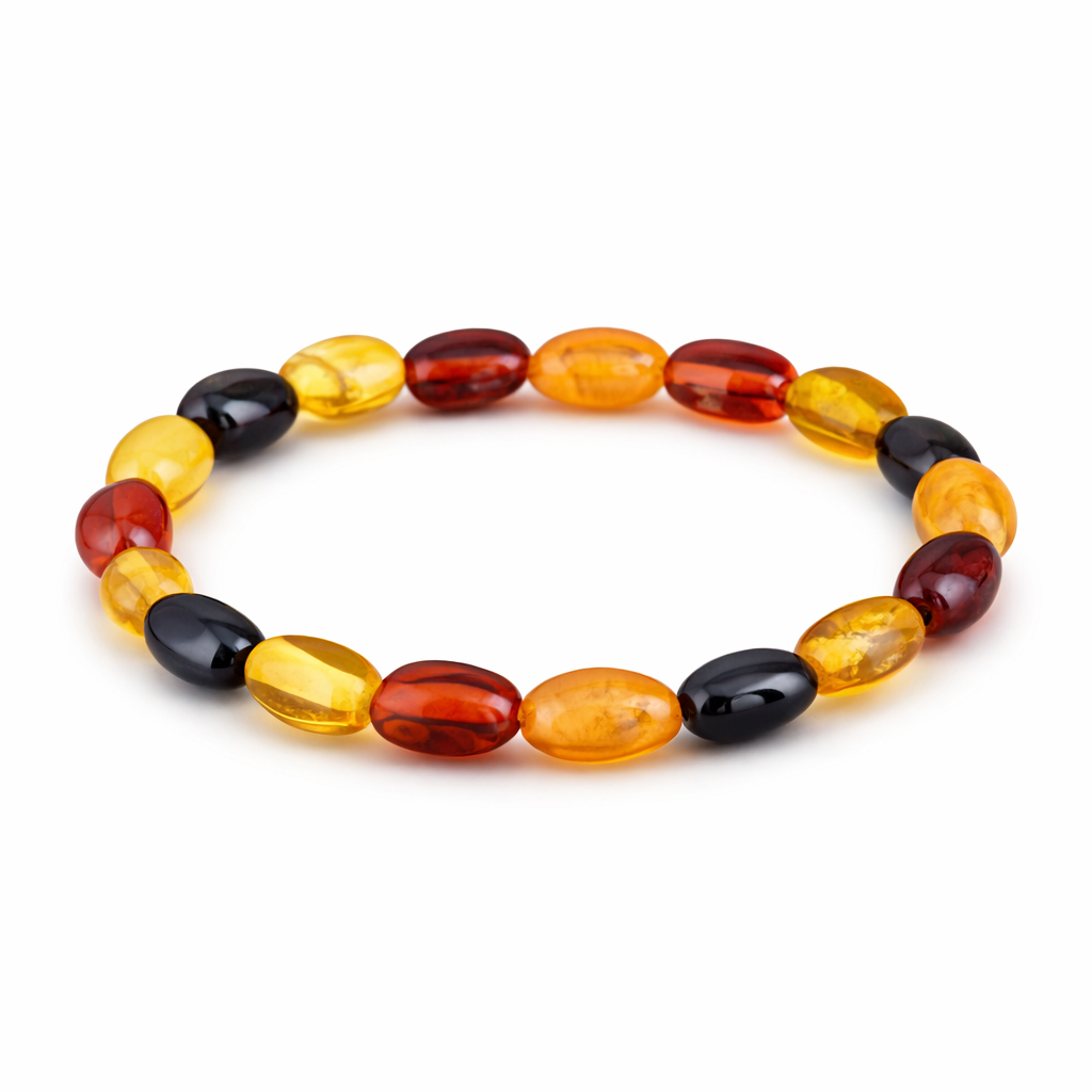 Baltic Amber Oval Bead Baby Teething Bracelet