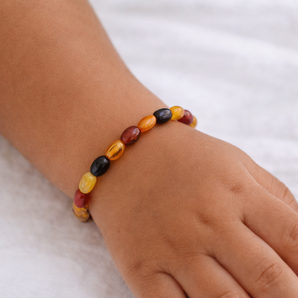 Baltic Amber Oval Bead Baby Teething Bracelet