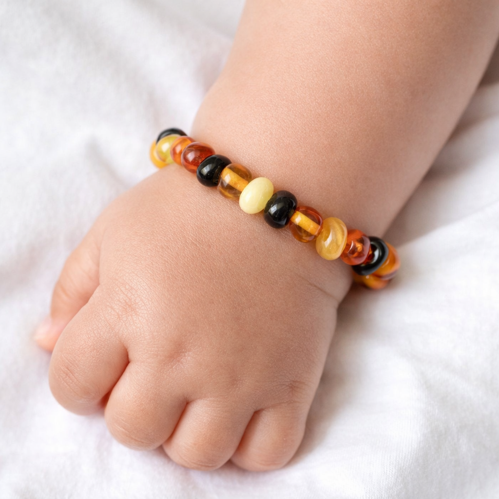Raw Multicolor Baltic Amber Baby Bracelet