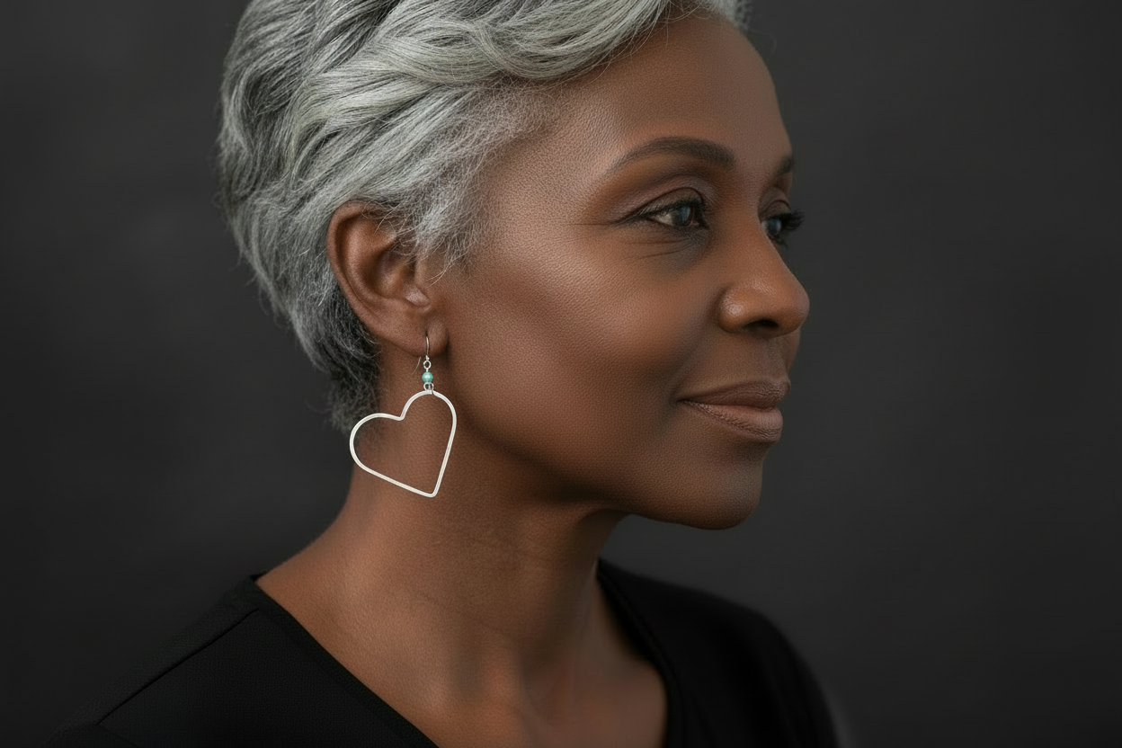Open Heart Silver Earrings