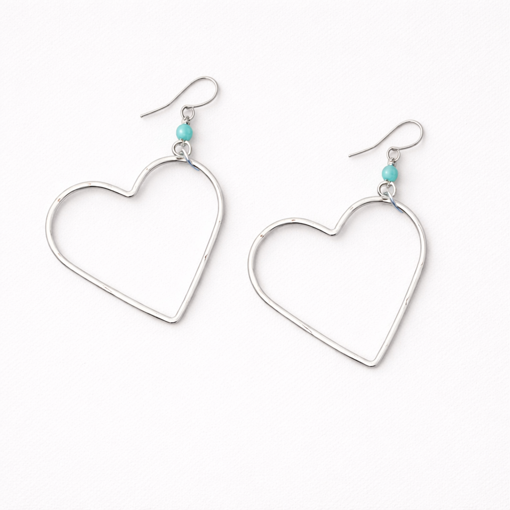 Open Heart Silver Earrings