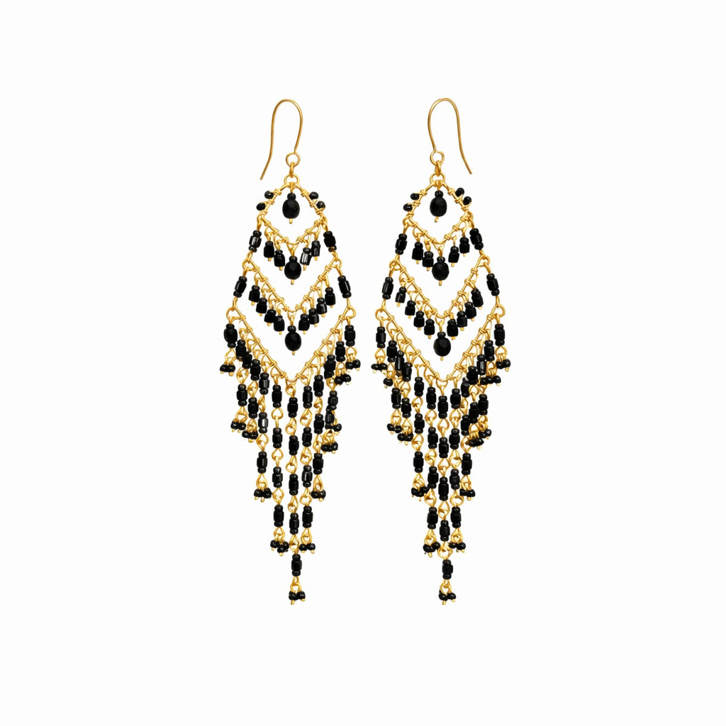 Midnight Cascade Fringe Earrings
