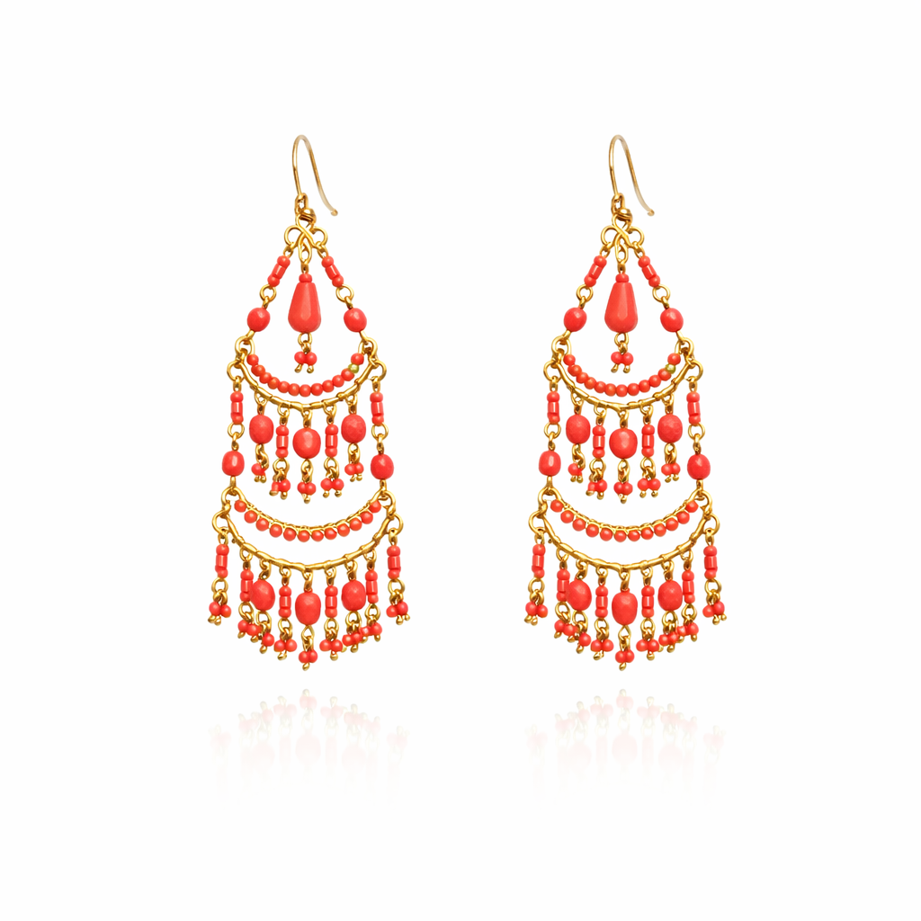 Crimson Caravan Fringe Earrings