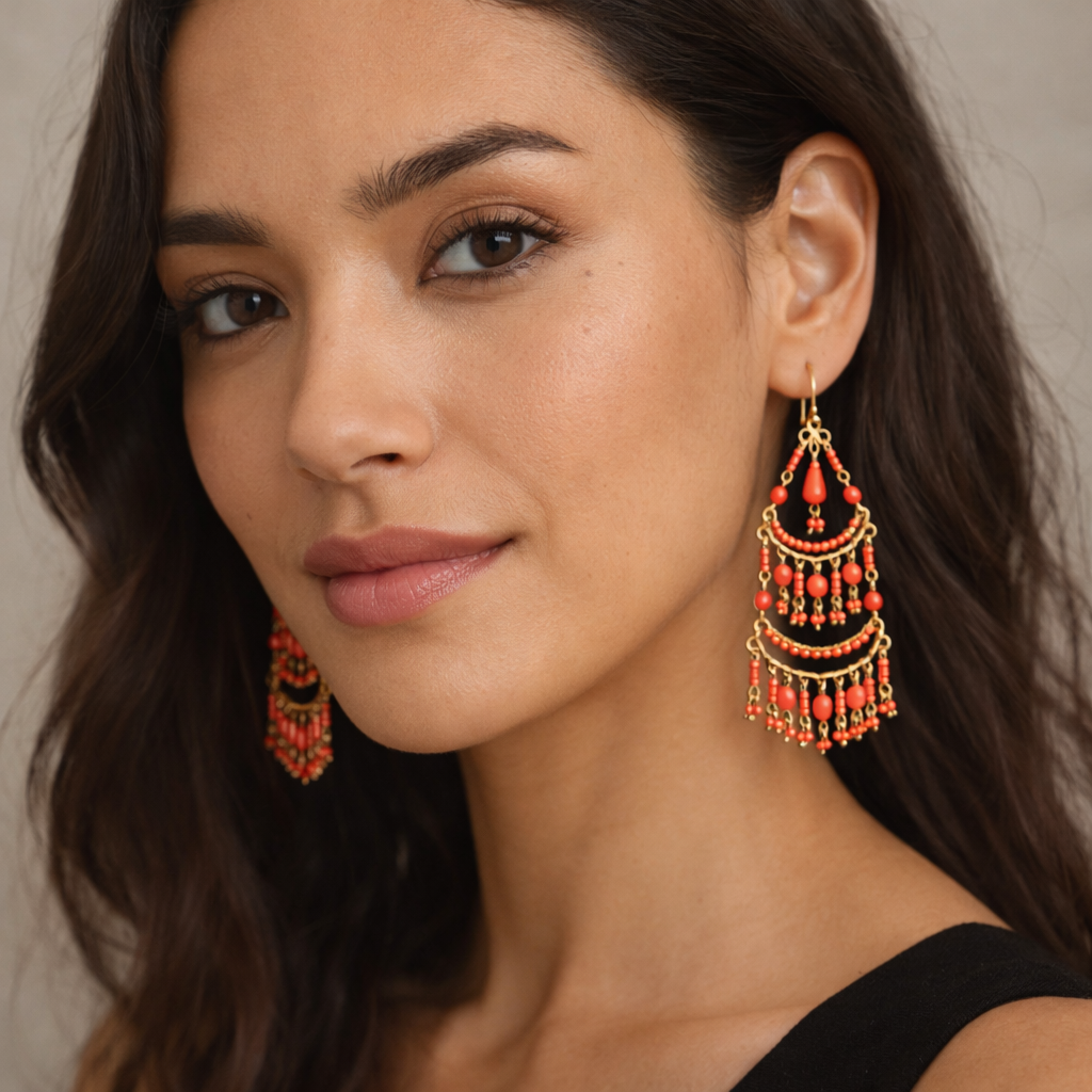 Crimson Caravan Fringe Earrings