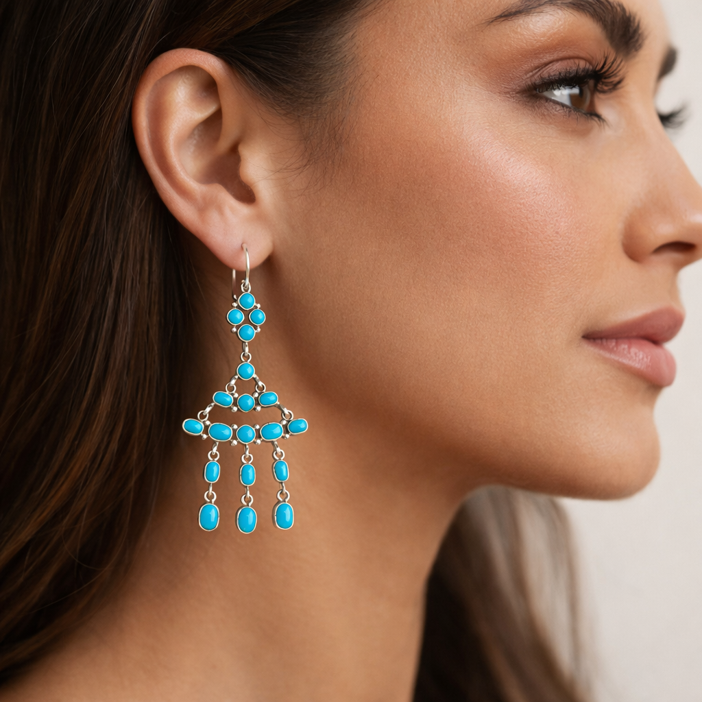 Turquoise Cascade Chandelier Earrings