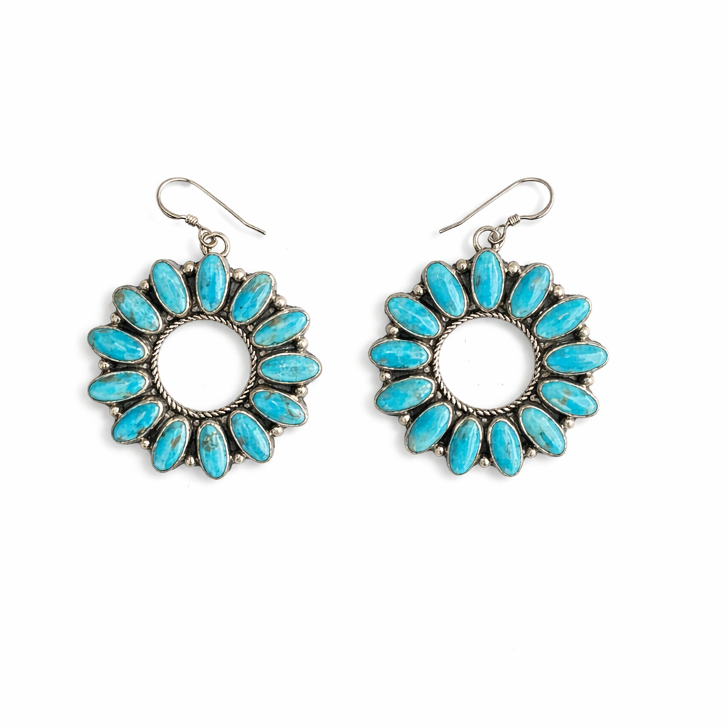 Turquoise Sunburst Halo Earrings