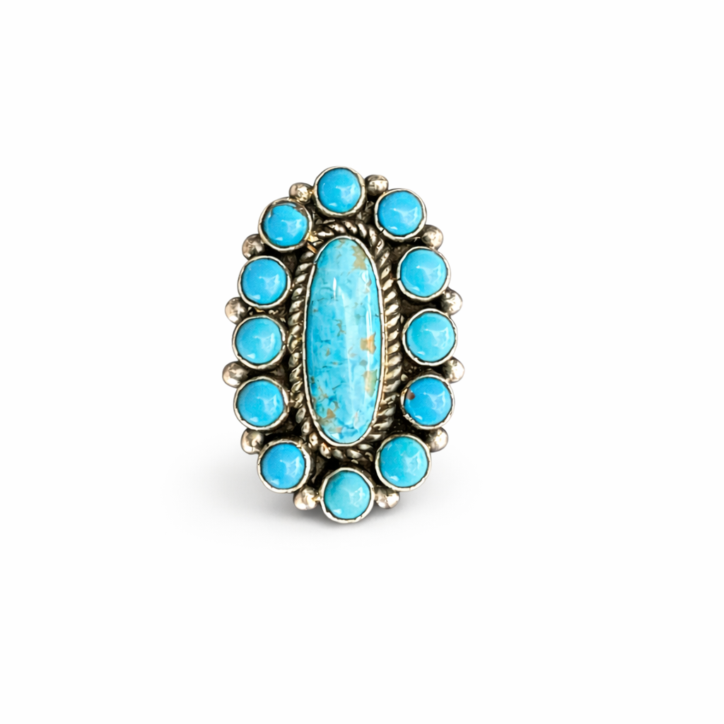 Turquoise Sunburst Statement Ring
