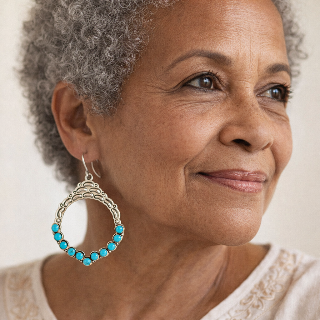 Turquoise Halo Statement Earrings