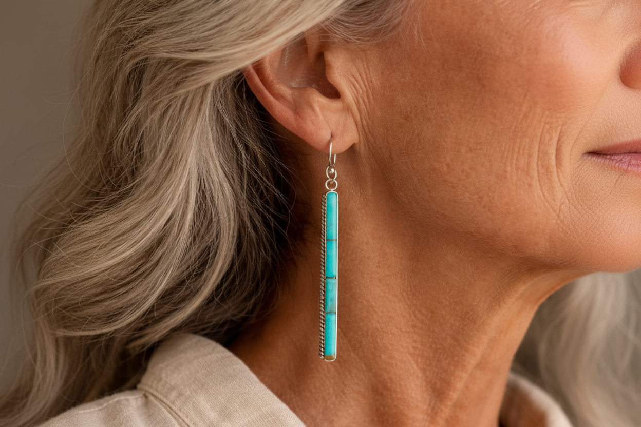 Turquoise Bar Drop Earrings