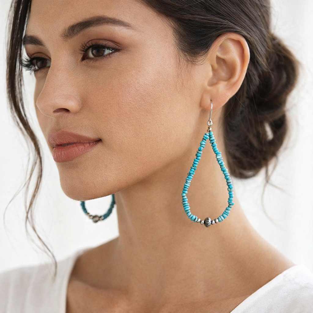 Turquoise Teardrop Beaded Earrings