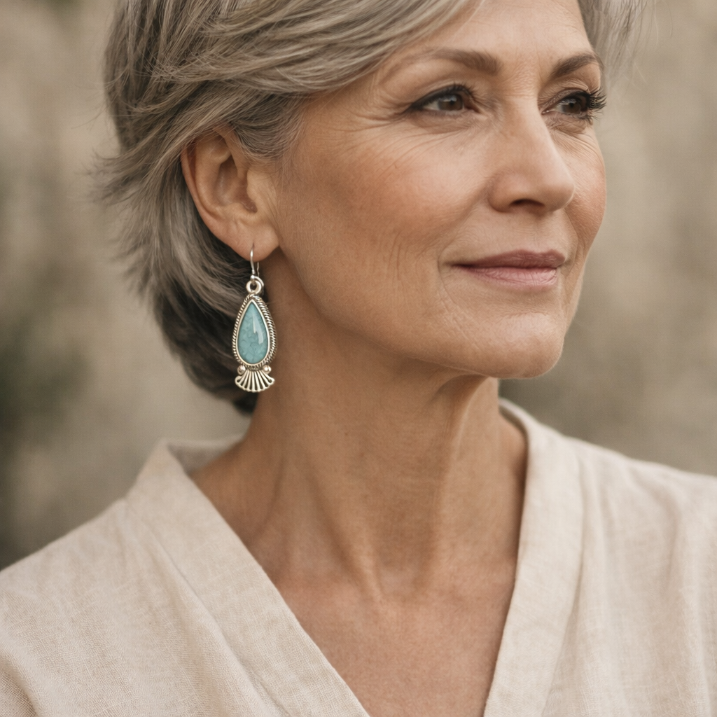 Turquoise Drop Fan Earrings