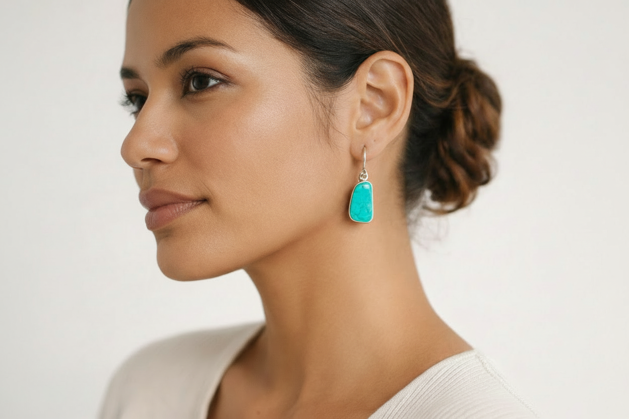 Raw Cut Turquoise Earrings