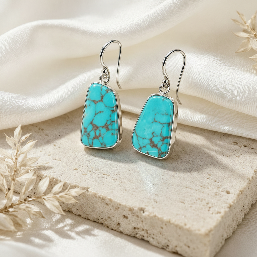 Raw Cut Turquoise Earrings
