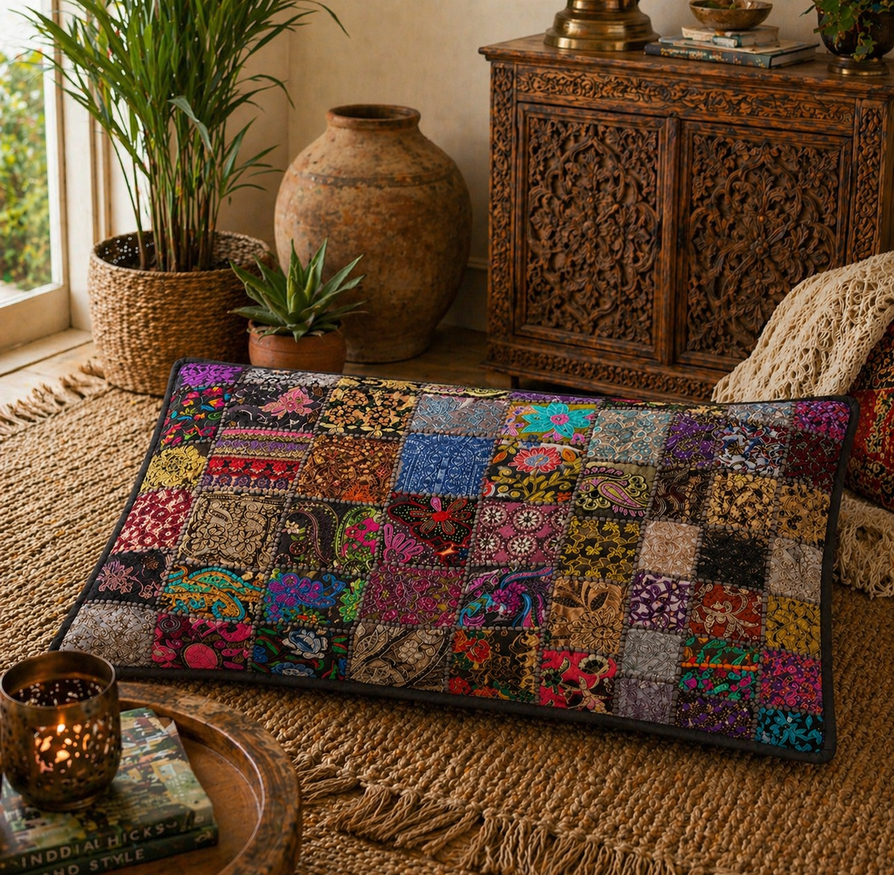 Midnight Mosaic Aari Patchwork Textile