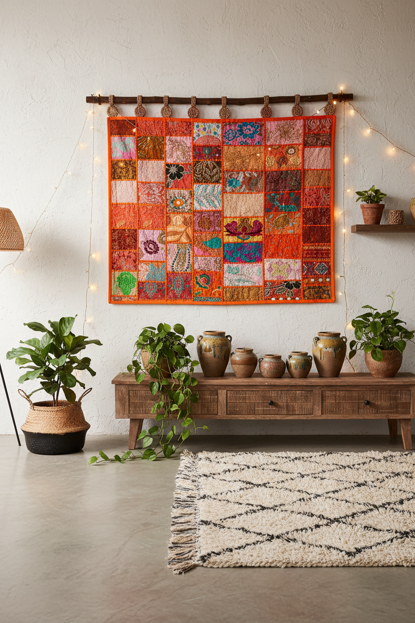 Desert Marigold Aari Patchwork Textile