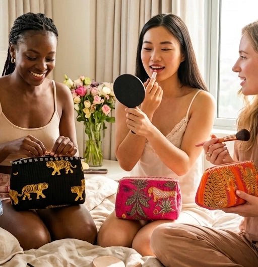 Jungle Magenta Artisan Travel Pouch Set