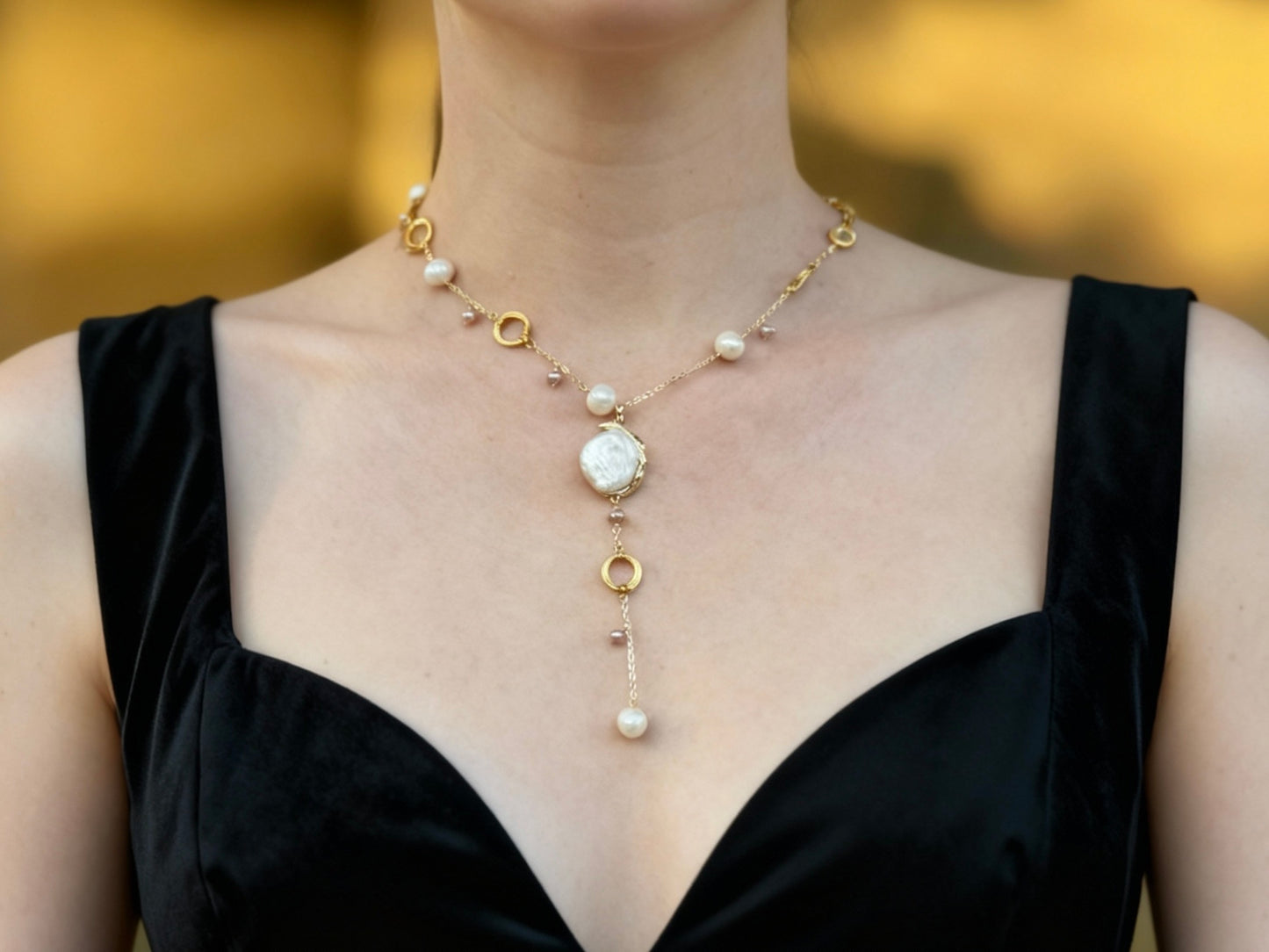 Celestial Loop Pearl Necklace