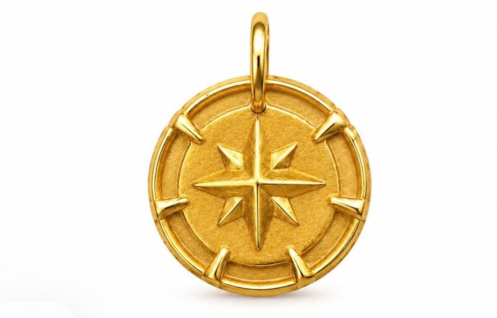 Compass Rose Pendant — 18k Gold
