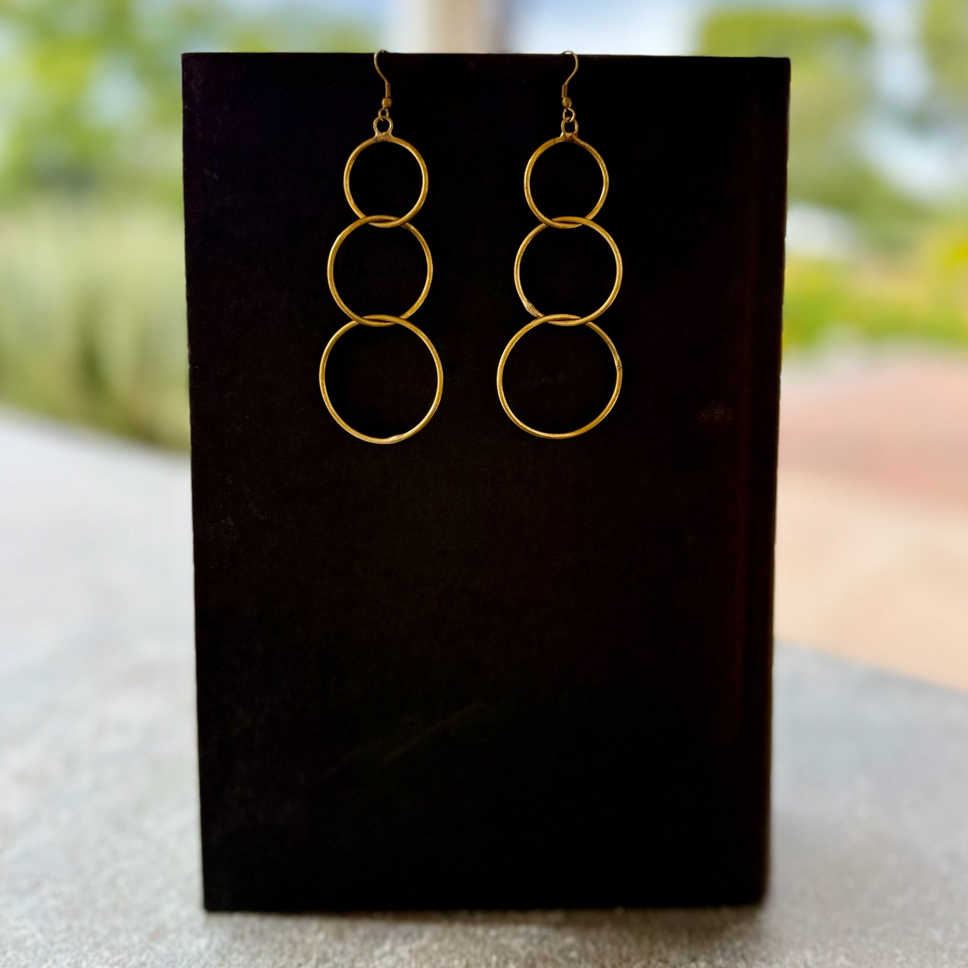 Triple Halo Drop Earrings