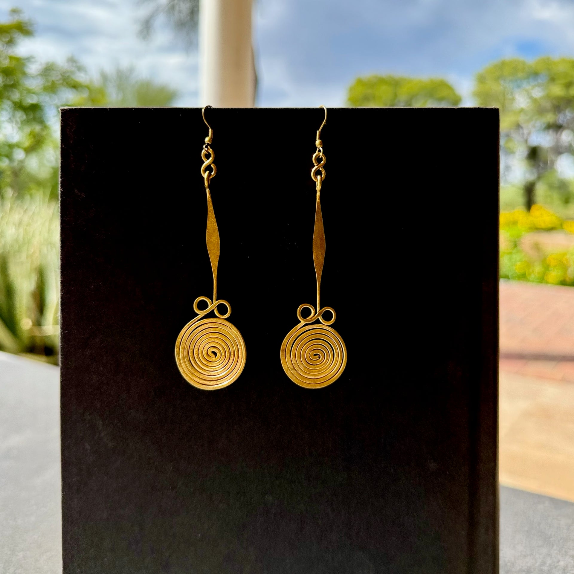 Infinity Spiral Kenyan Brass Earrings