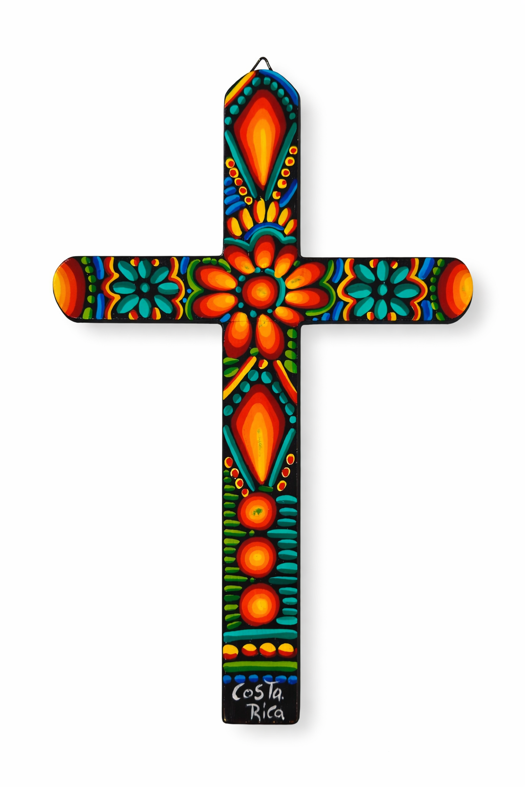 Hand-Painted Wooden Cross from Costa Rica
