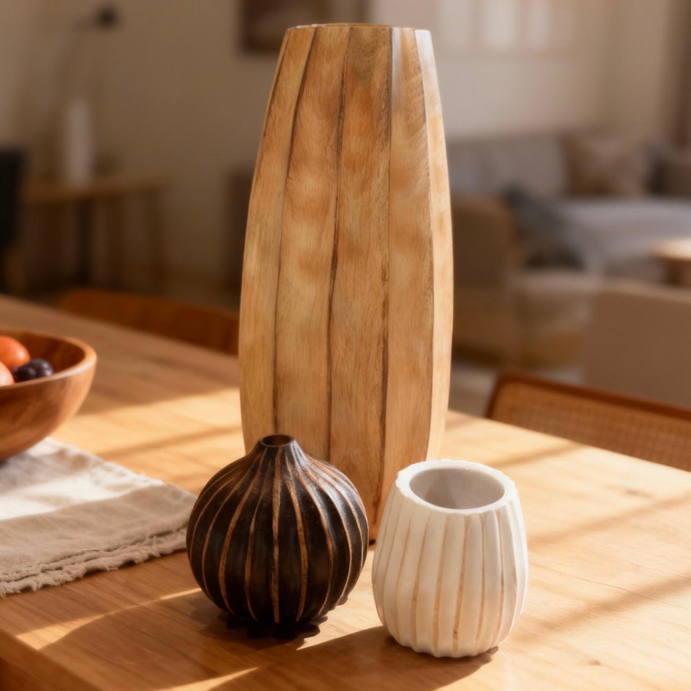 Thai Hand-Carved Mango Wooden Vase