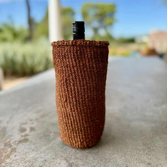 Handwoven Wine Tote (Sienna)