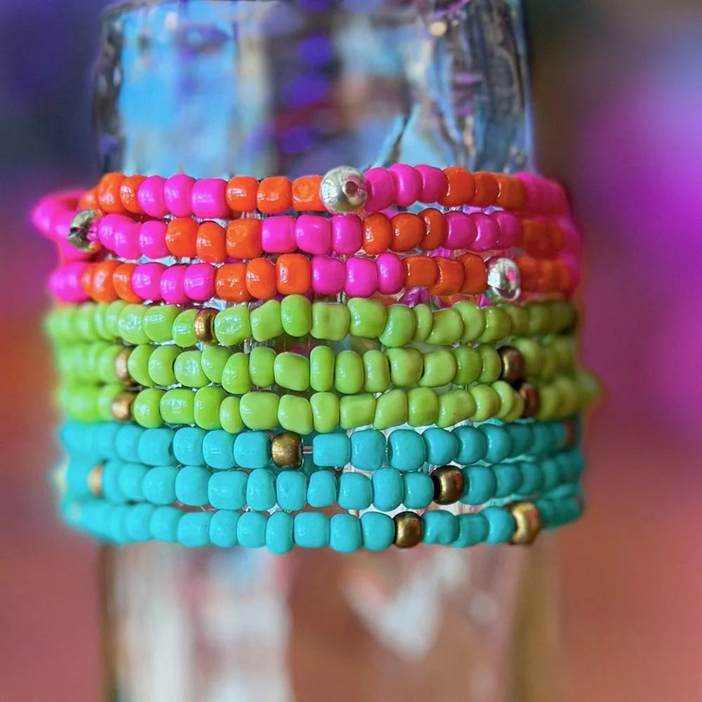 Stackable Bracelets - Lime and Brass