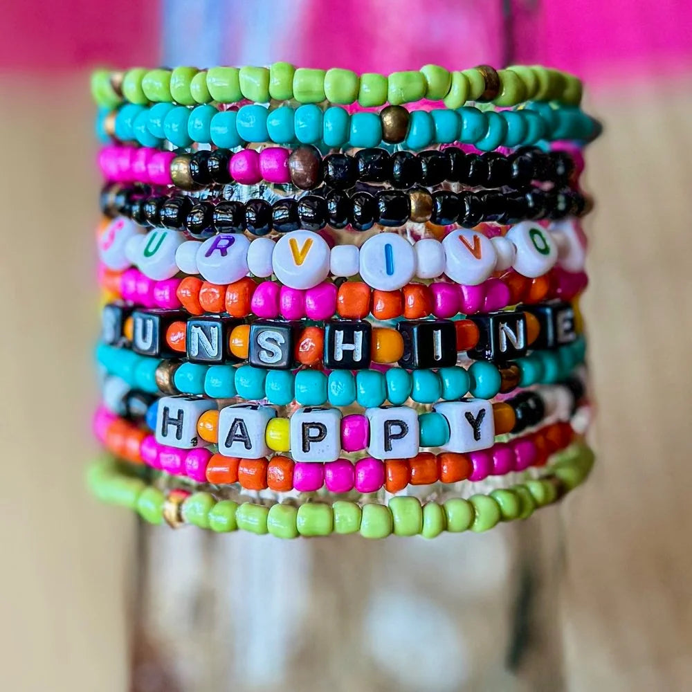 Stackable Bracelets - HAPPY