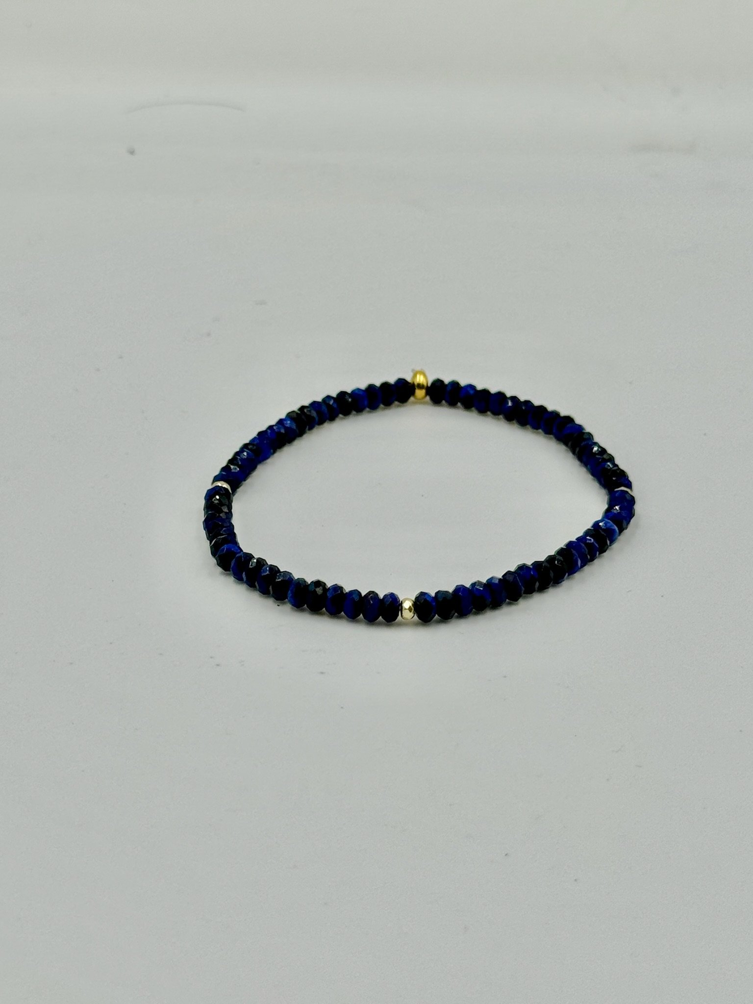 Blue Jade Stone with Gold Hematite Beaded Bracelet