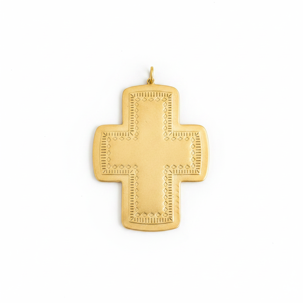 Artisan Cross Pendant — 18K Gold over Sterling Silver | Hand-Stamped